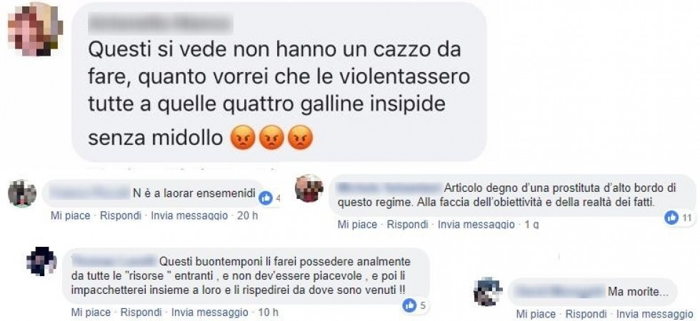 Alcuni dei commenti sotto il post della manifestazione di ieri per aprire i porti